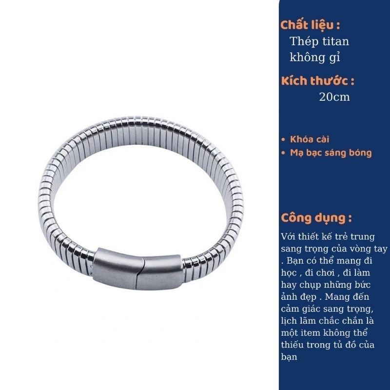VÒNG TAY THÉP TITAN MÀU BẠC