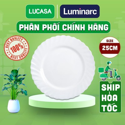 Bộ 6 Đĩa Thủy Tinh Luminarc Trianon Trắng 25cm - BOL3645 | Phân Phối Chính Hãng