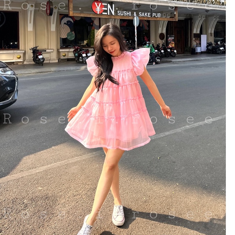 Đầm hồng công chúa dáng phồng xinh xắn