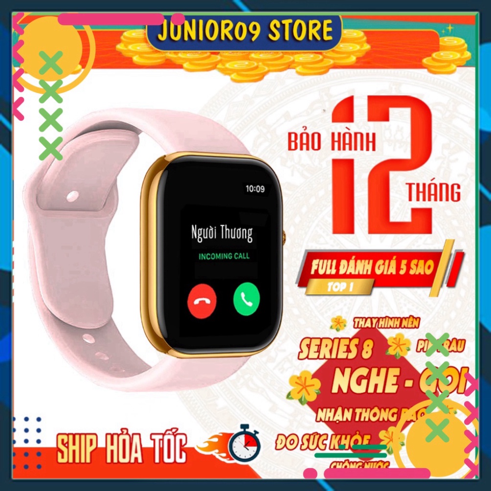 Đồng hồ thông minh JUNIOR09 WATCH 8, Smartwatch Nghe gọi, Theo dõi Sức khỏe, chống nước, nhận thông báo dùng cho Nam nữ