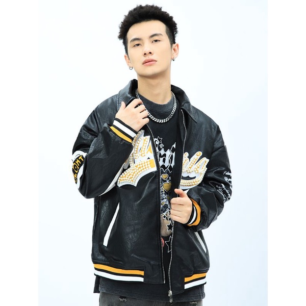 Áo khoác varsity da cao cấp