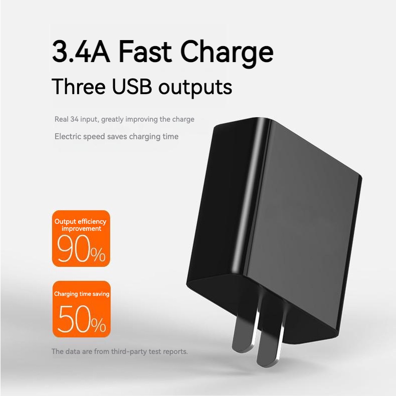 OKSJ ba cổng sạc đầu điện thoại di động sạc nhanh 3.4A nhiều cổng USB cắm Android Huawei Xiaomi Honor One Plus Tablet Universal