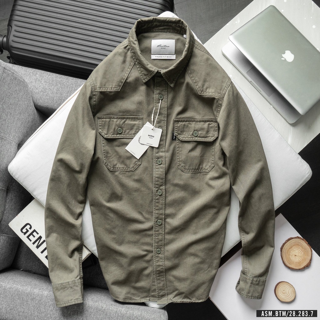 Áo sơ mi  kaki nam dài tay basic 2 túi dày dặn, chất lượng cực đẹp - 283.1 - BTM Studios