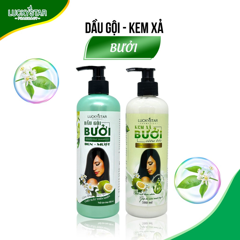 [FMCGTT30K2 giảm 30K đơn 99K] COMBO Dầu Gội Và Kem Xả Bưởi Lucky Star 250ml/500ml