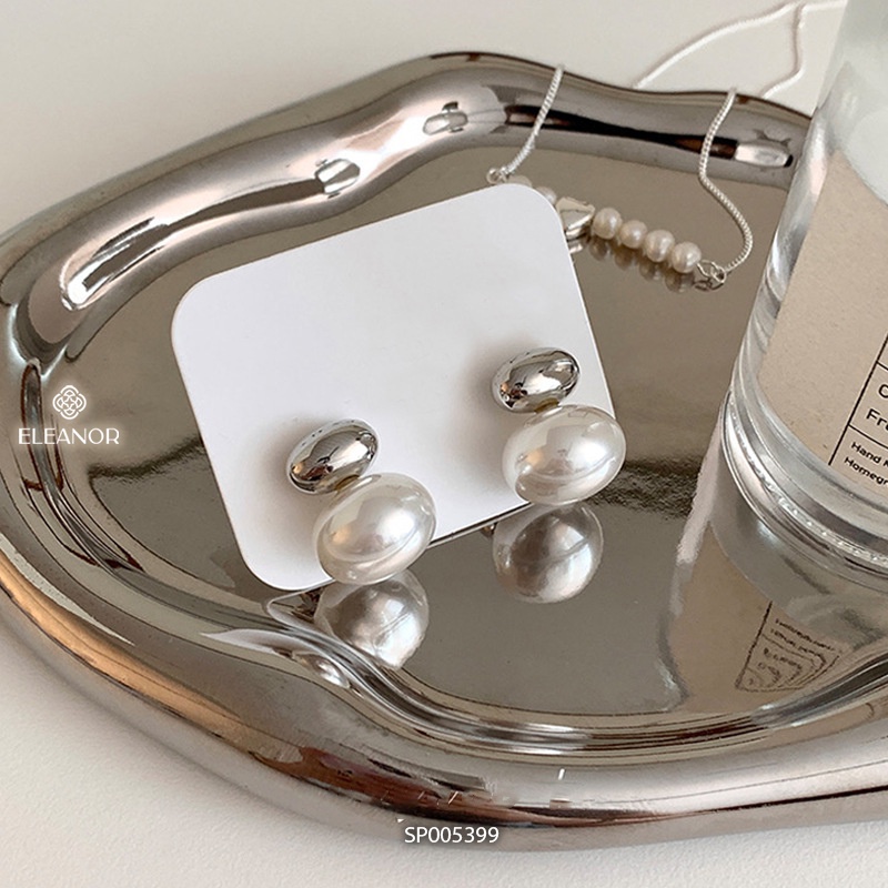 Bông tai nữ chuôi bạc 925 Eleanor Accessories thiết kế dáng hồ lô ngọc trai nhân tạo phụ kiện trang sức 5399