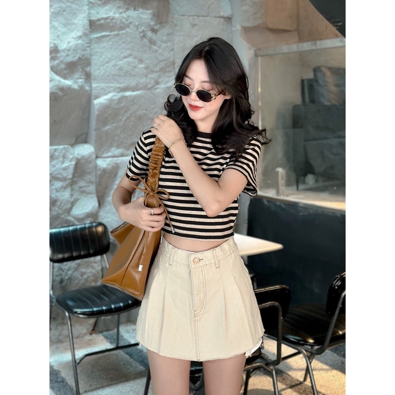 Áo Thun Crop - 2106 - Kẻ Ngang To