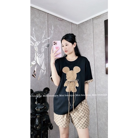 [ 𝐅𝐑𝐄𝐄 𝐒𝐇𝐈𝐏 ] Set áo phông Micky mix quần sooc BB siêu xinh Áo xốp dập nổi QC hoạ tiết chuẩn mẫu, hình đáp nổi sịn sò
