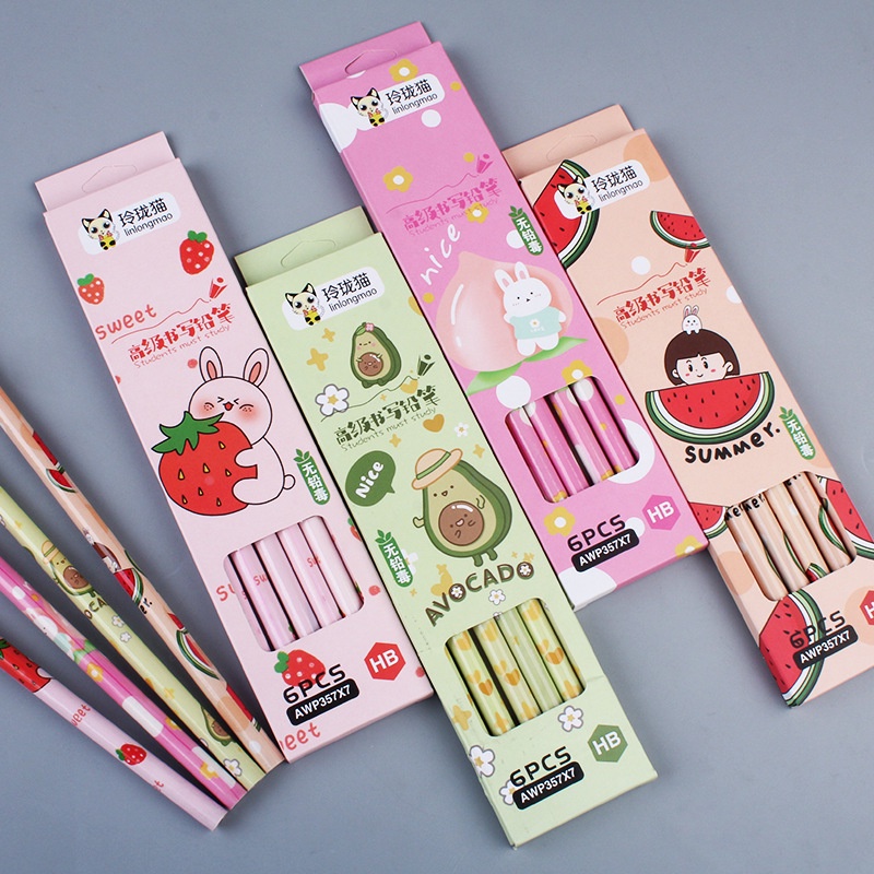 Hộp Bút Chì 2B HB 2B Kèm 10 Bút Chì Hoạt Hình Dành Cho Học Sinh