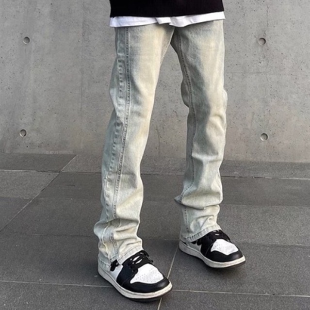 Quần Jean nam streetwear tôn dáng "Vintage" unk23 màu xanh nhạt