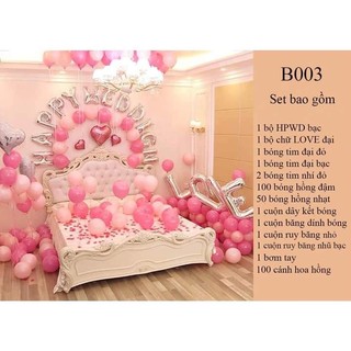 [TẶNG QUÀ ] Set Trang Trí Phòng Cưới, Phòng Tân Hôn, Đám Cưới { TẶNG BƠM TAY + KEO + RUY BĂNG }