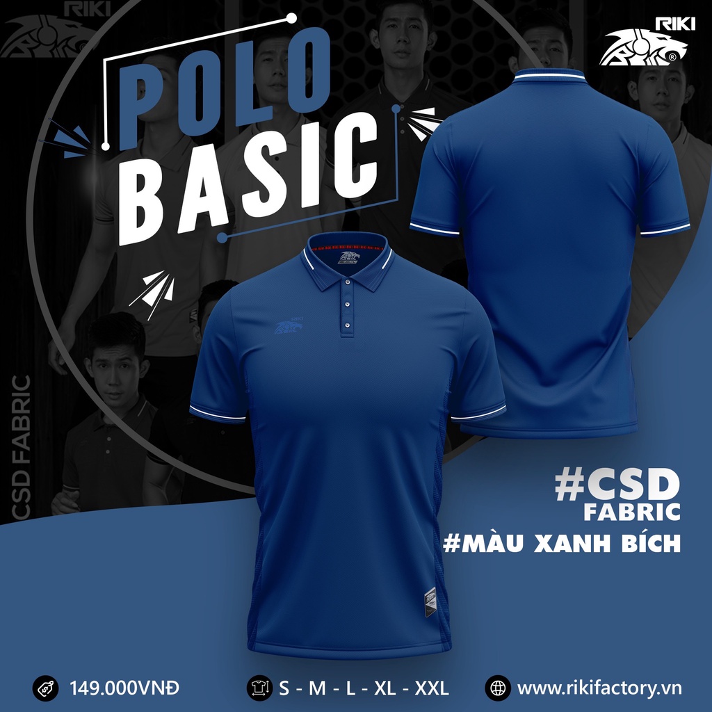 Áo Polo Nam Basic RIKI SPORT, Áo Polo Trơn, Co Giãn, Thoáng Mát, Thấm Hút Mồ Hôi