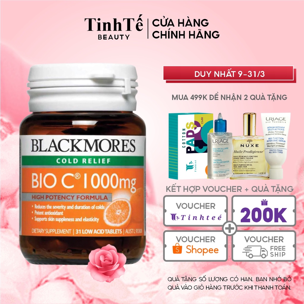 Viên uống vitamin C tăng cường sức đề kháng Blackmores Cold Relief Bio C 1000mg 31 Viên