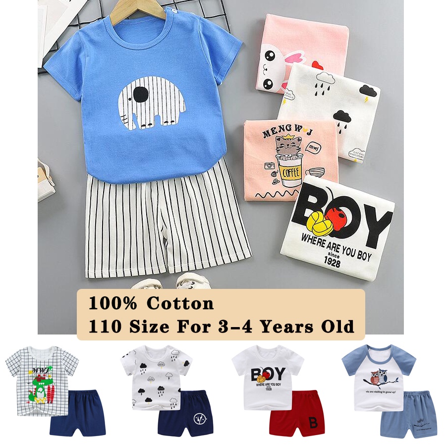 ON Size 110 Cho Bé 3-4 Tuổi Cao 100cm-110cm Bé Trai Bé Gái Bộ Áo Sơ Mi Quần Ngắn Tay Mùa Hè Trẻ Em H