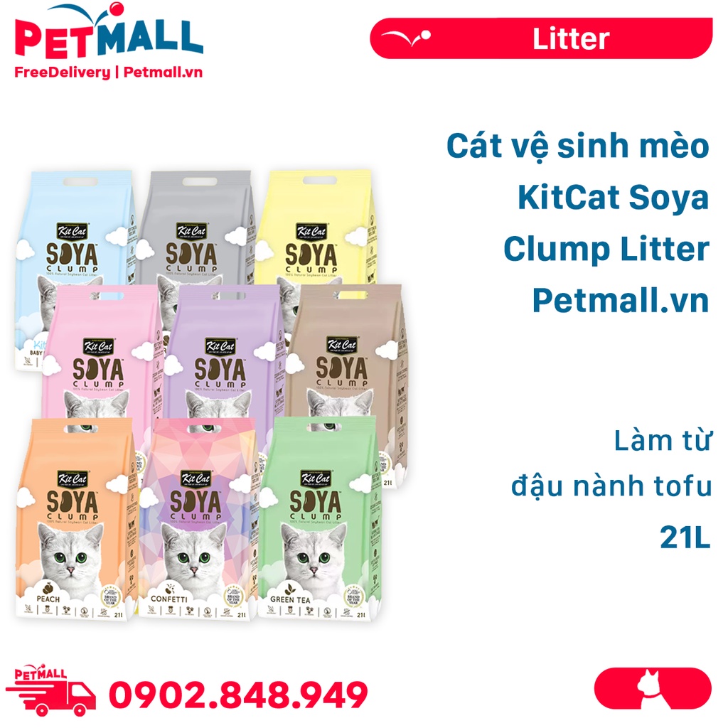 Cát vệ sinh mèo KitCat Soya Clump Litter 21L - Làm từ đậu nành Petmall