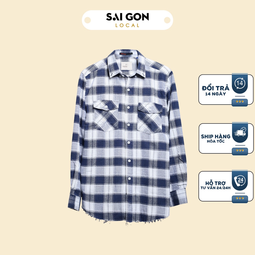 Áo Sơ Mi Kẻ Caro Nam Dài Tay Hàn Quốc SÀI GÒN LOCAL Phong Cách Street Style Bụi Bặm A91