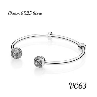 Vòng kiềng pan ale khoá tròn đính đá bạc s925 hàng cao cấp