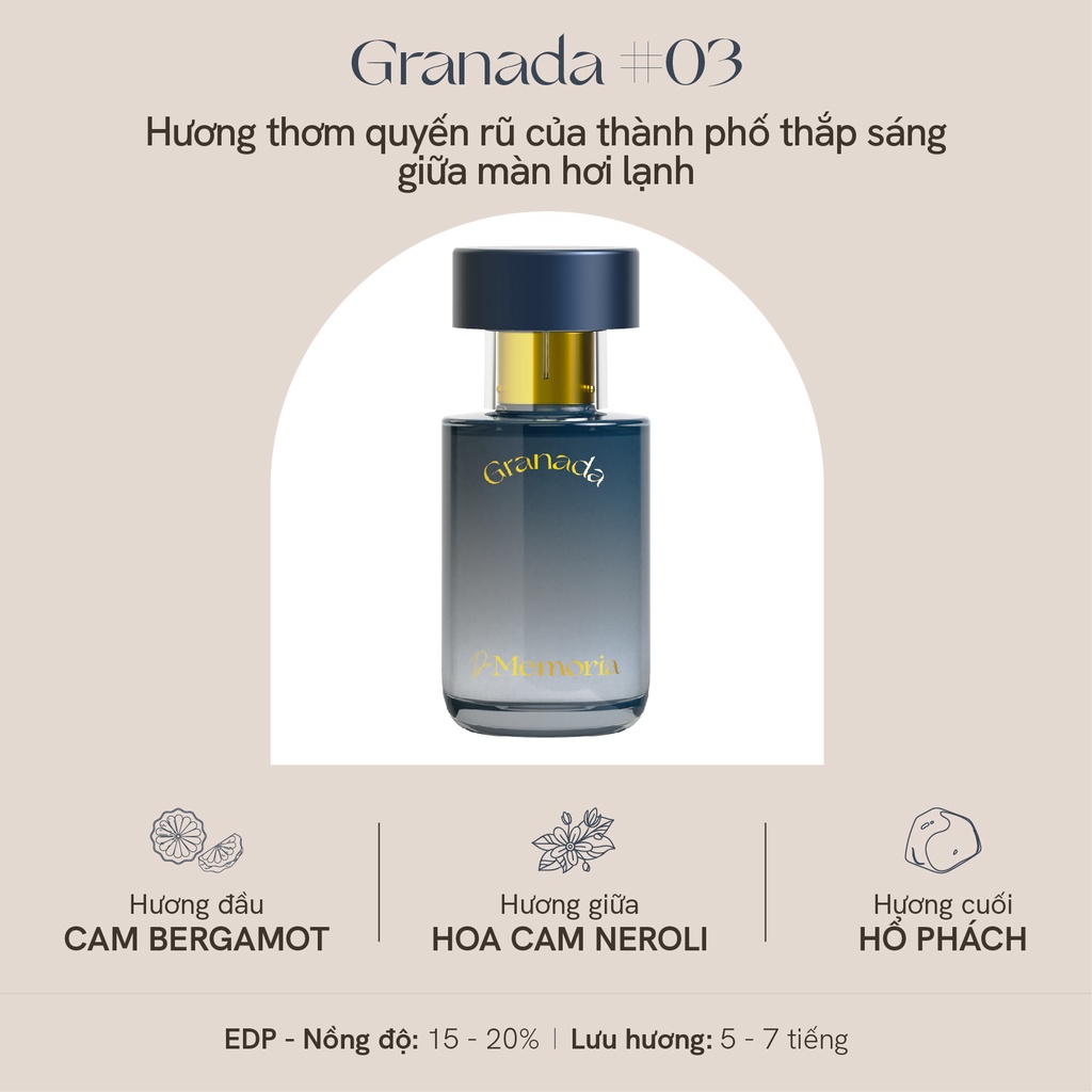 Nước Hoa Unisex De Memoria Quyến Rũ, Hoa Cam Nồng Nàn (30ml) - Granada 03 BST Ký Ức Đầu Tiên