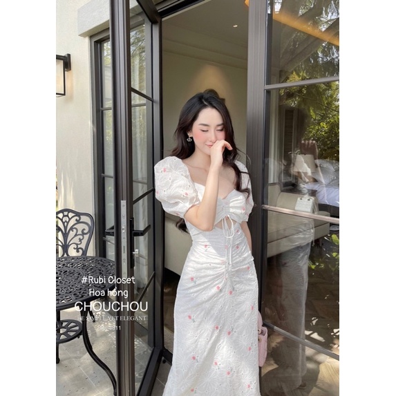 Váy thêu hoa rúm ngực chuẩn mac ChouChou