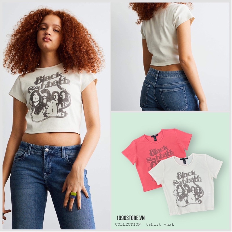Áo thin croptop 2 màu vnxk in black sabbath