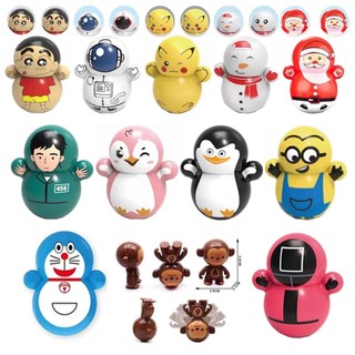 Lật đật mini -Đồ chơi cho bé Squid Game, Doraemon và phi hành gia cute dễ thương