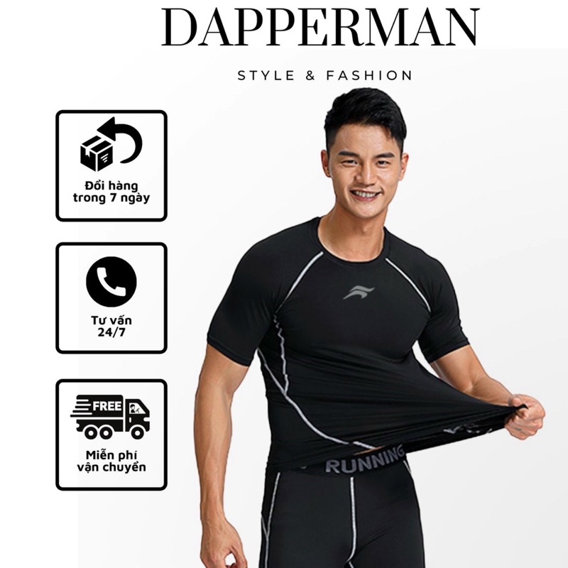 Áo thể thao nam tay ngắn thun co dãn ôm body mặc tập gym vận động thể thao DAPPERMAN