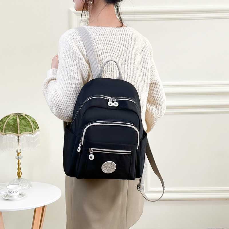 Ba Lô Canvas Siêu Nhẹ Nhiều Túi Phong Cách Hàn Quốc Mới