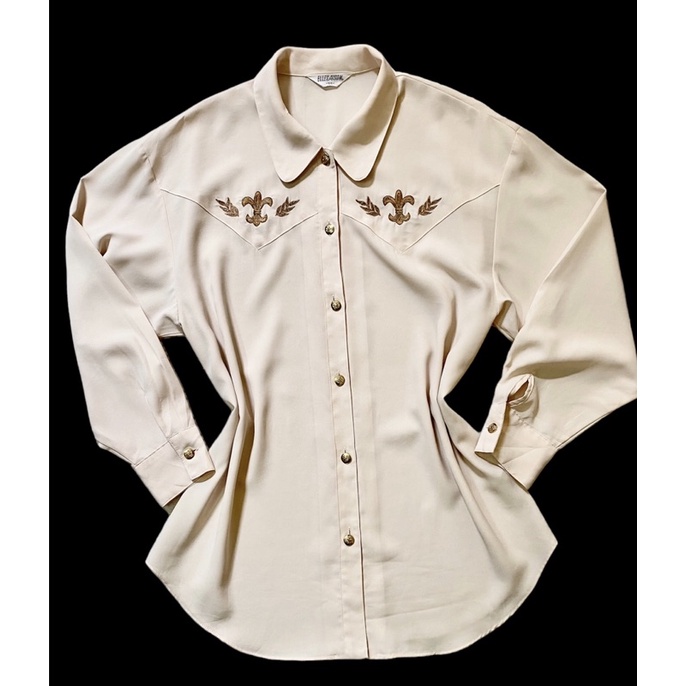 •Áo Sơmi nữ vintage nude tiểu thư họa tiết thêu siêu sang•