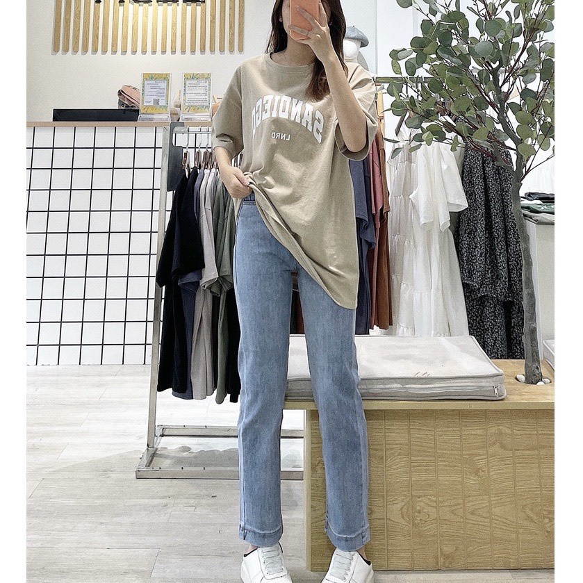 Quần bò jean ống đứng nữ co giãn 4 chiều loe suông rộng xuông jeans cạp cao Hottrend 2022 | BigBuy360 - bigbuy360.vn