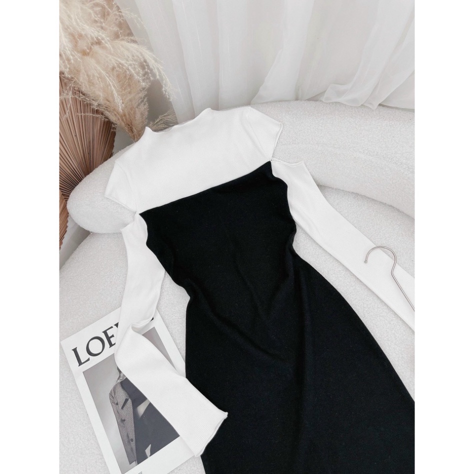 (Fom: <55kg) Body Phối Khoét Tay Một Chiếc Đầm Basic Nhưng Lại Cách Điệu Phối Màu Cực Xinh JL57 | BigBuy360 - bigbuy360.vn