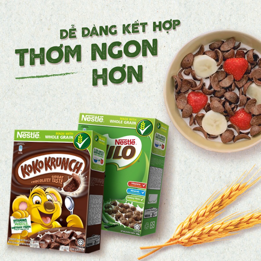 Ngũ cốc ăn sáng Nestle Milo và Koko Krunch hộp 150g - Bữa sáng dinh dưỡng cho trẻ em.