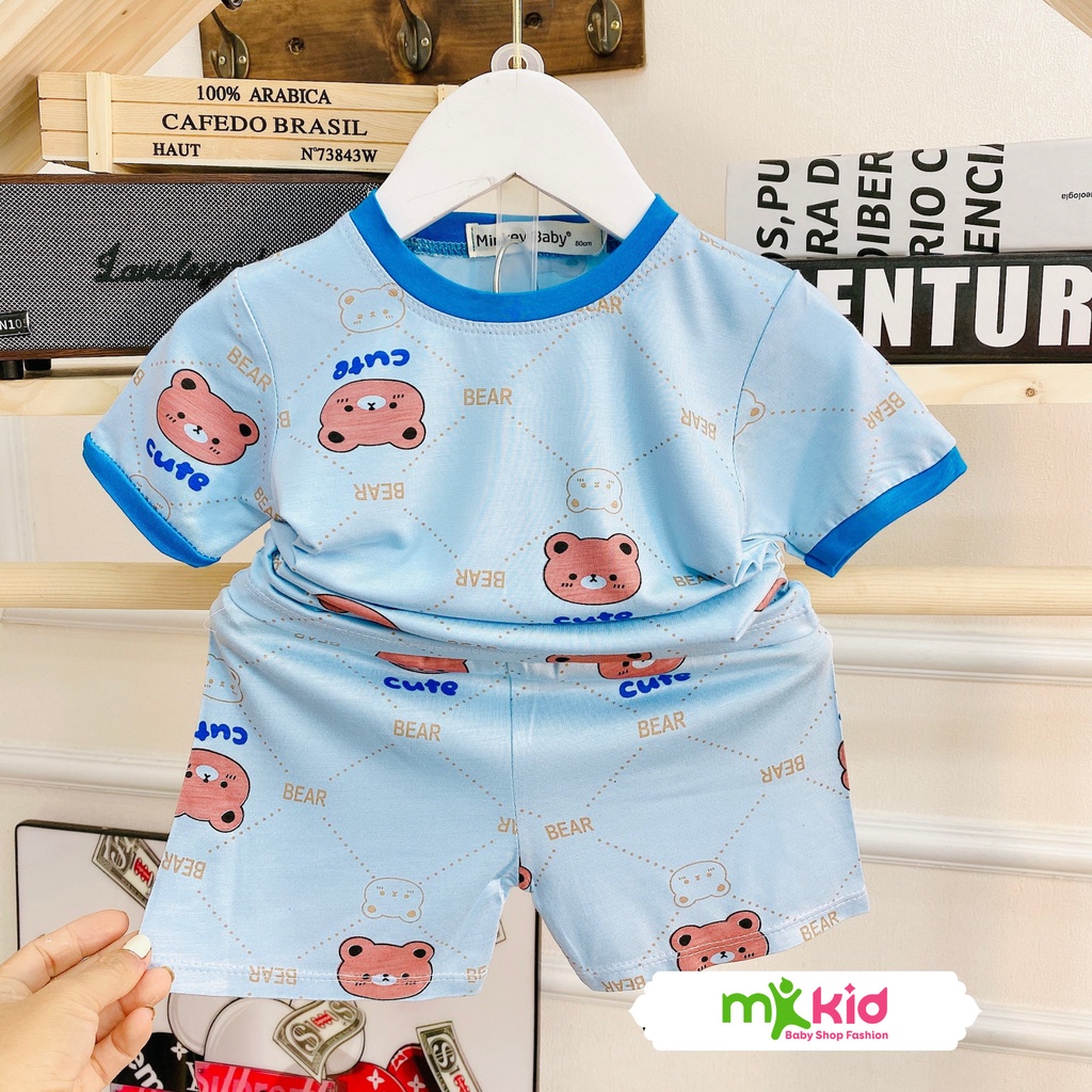 Quần áo trẻ em MK KID cho bé trai bé gái từ 6-18kg💖Bộ cộc tay hoạt hình kute thun lạnh cao cấp co giãn 4 chiều