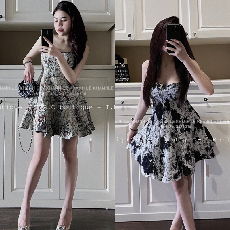 Váy 2 dây gấm hoa Hàng QCCC