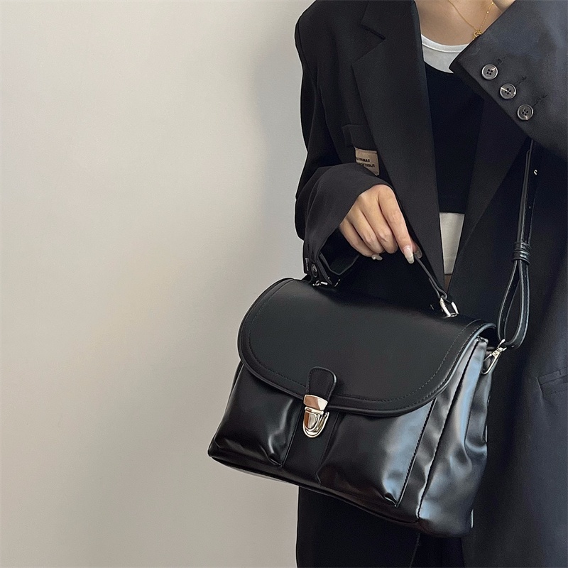 Mischa Túi Đeo Vai Bằng Da PU Mềm Màu Trơn Cỡ Lớn Phong Cách retro Thời Trang