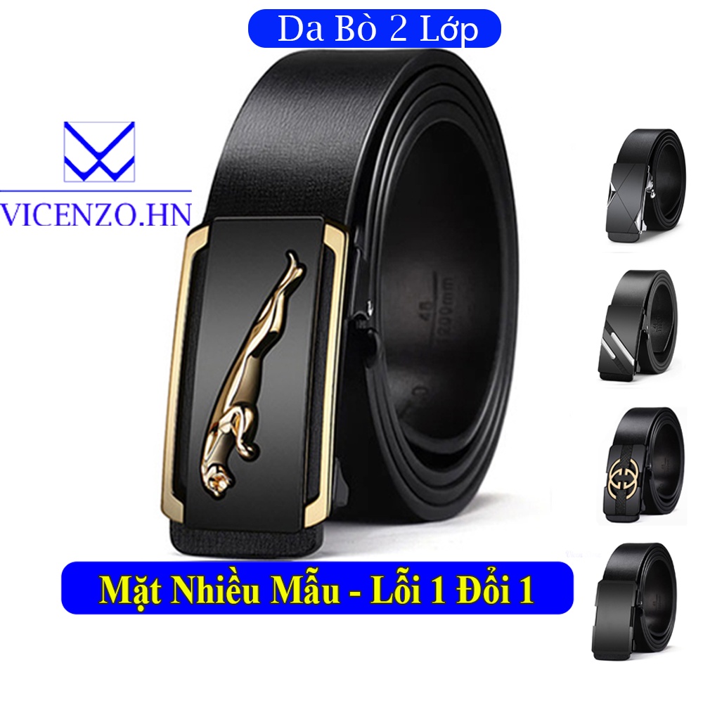 Thắt Lưng Da Thật Cao Cấp VICENZO Mặt Nhiều Mẫu Khóa Tự Động Hợp Kim Chống Rỉ