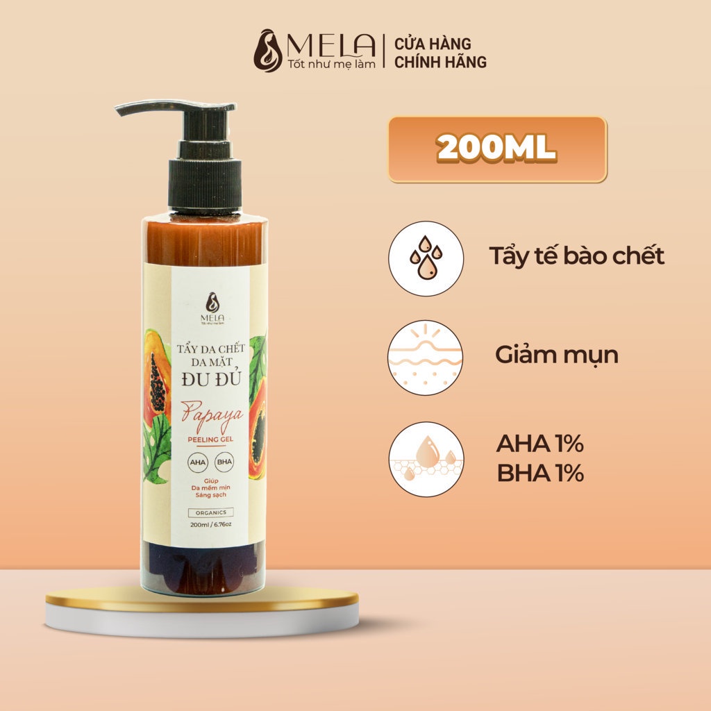 Tẩy Da Chết Mặt Đu Đủ MELA Làm Sạch Sâu Lỗ Chân Lông Loại Bỏ Tế Bào Chết 200ml - ML09