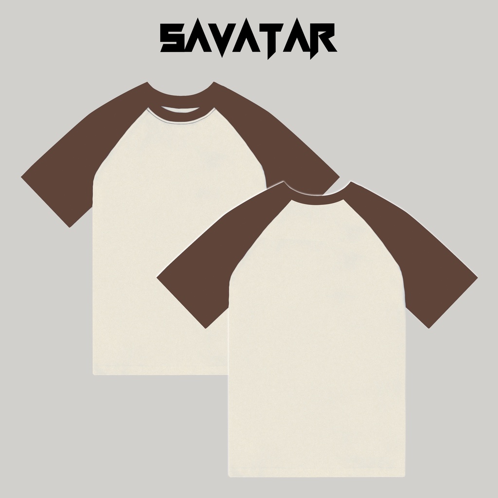 Áo thun raglan cotton hai màu cổ tròn unisex streetstyle tay lỡ nam nữ oversize trơn in theo yêu cầu