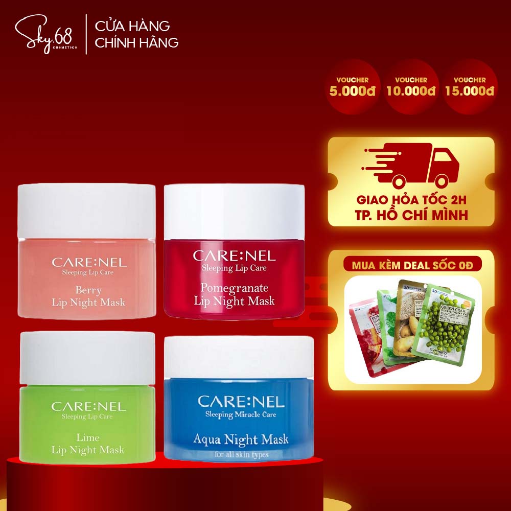 Mặt nạ ngủ môi giúp cấp ẩm, tẩy tế bào chết và chống lão hoá môi Care:nel Sleeping Lip Care Lip Night Mask 5g