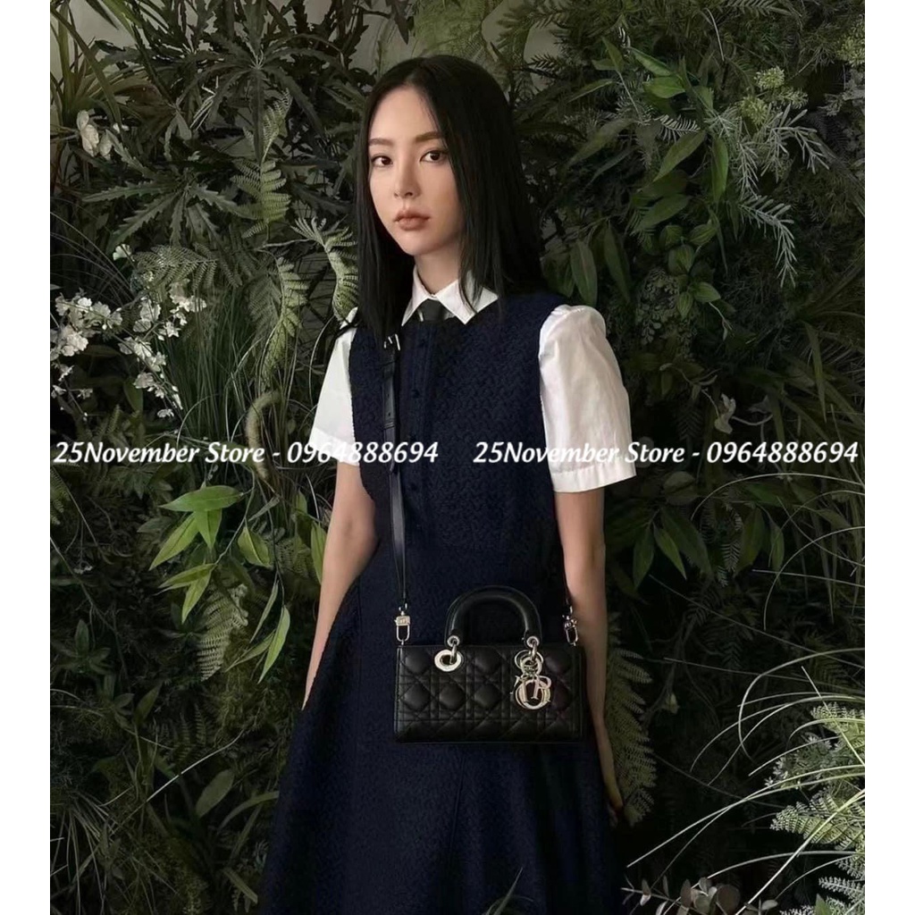 Túi xách D.i. o.-r l.a.d.y Dáng ngang màu đen size 26cm