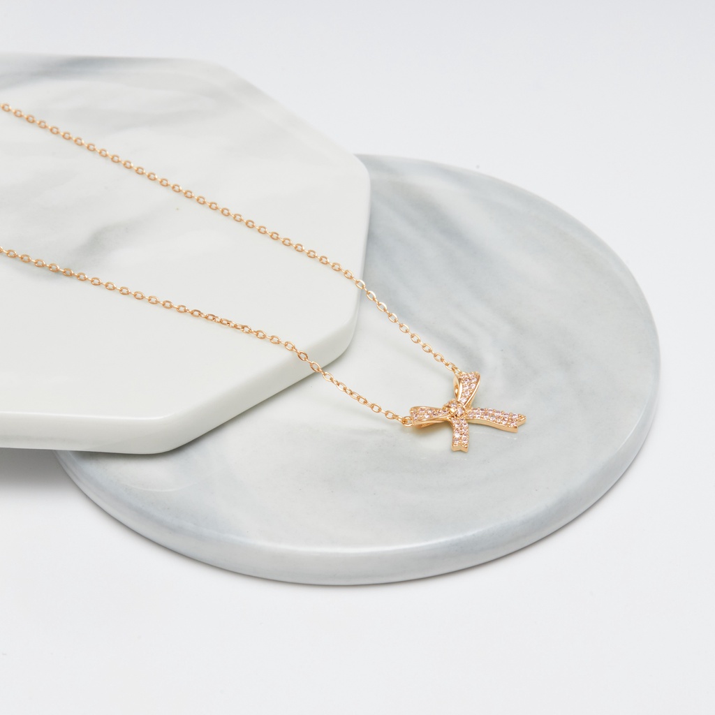Dây chuyền bạc nữ CDE Bow Necklace Rose Gold CDE6019RG - Dây chuyền nữ cao cấp
