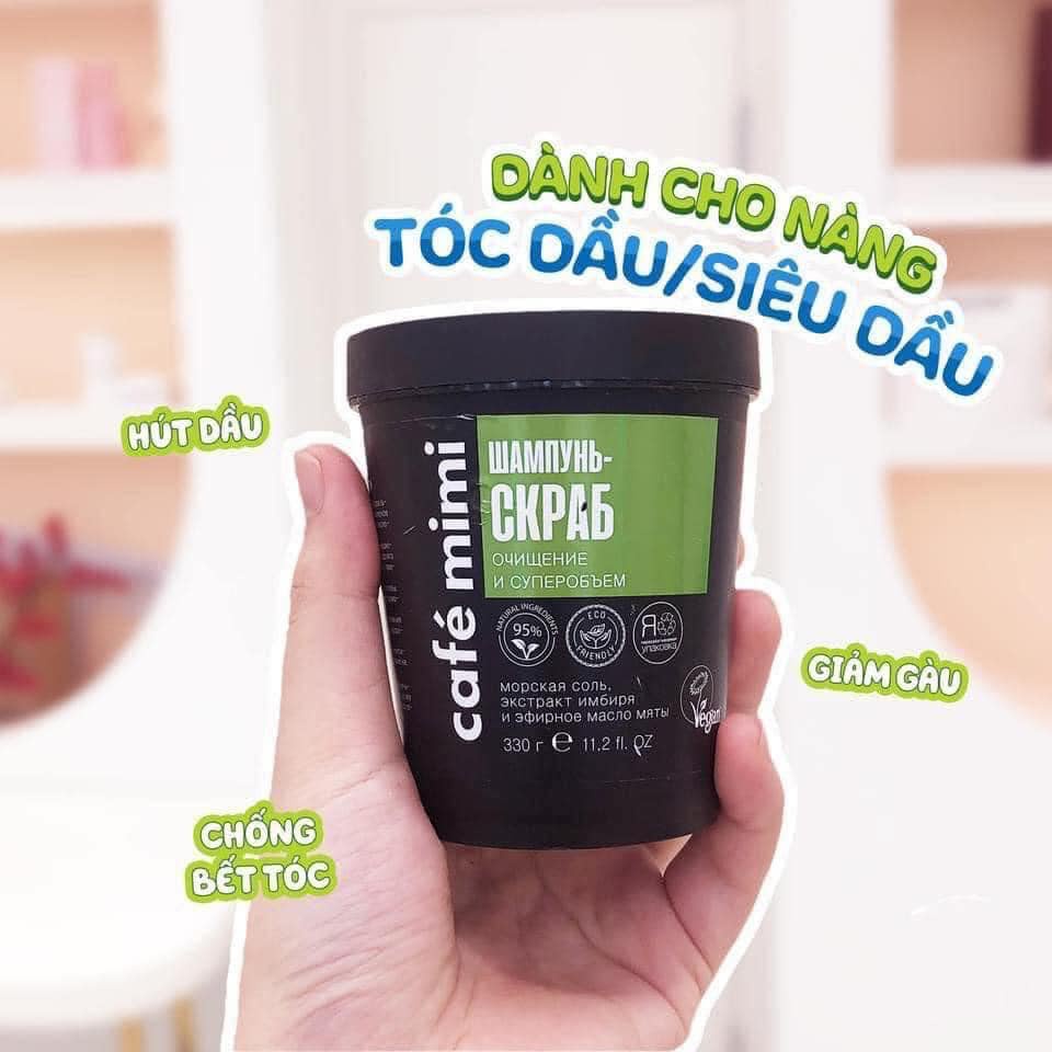 Dầu gội - Tẩy da chết da đầu Cafe Mimi Shampoo Scrub làm sạch sâu cho tóc tơi & bồng bềnh, giảm gàu ngứa, kiềm dầu 330g