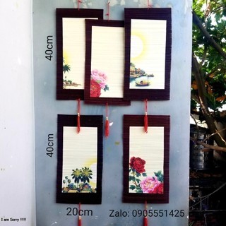 Mành tre viết thư pháp nhiều mẫu, kích thước 20cm x 40cm