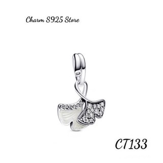 Pan ale charm treo chiếc lá đính đá bạc s925 thuần khiết hàng cao cấp
