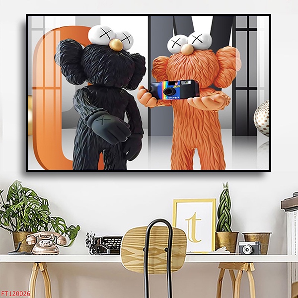 Tranh Laminate Tráng Gương - Treo Tường Kaws - Bearbrick Cool Ngầu 02