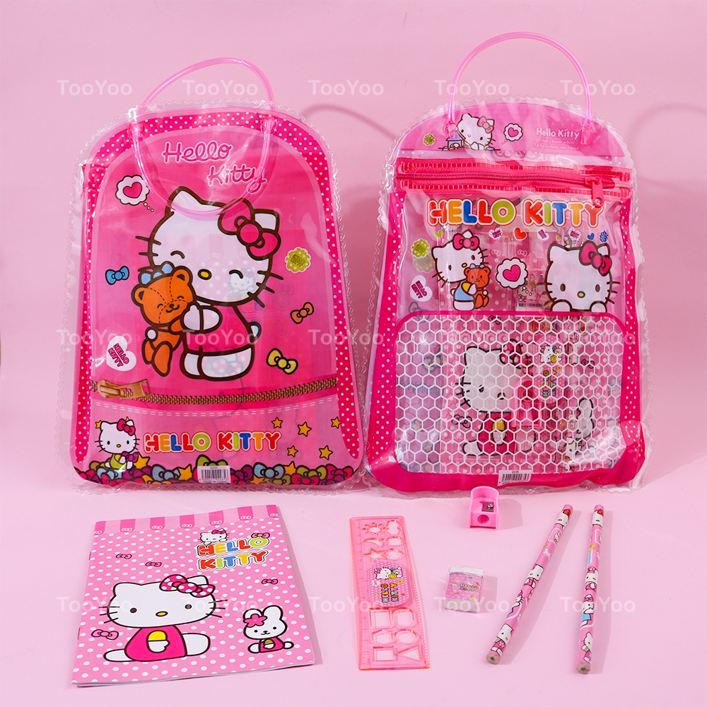 Bộ dụng cụ học tập Hello Kitty kèm túi đựng dễ thương cute HK0024