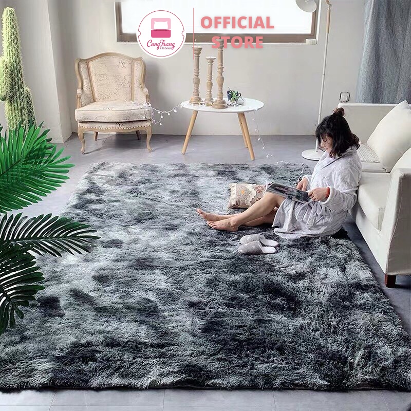 Thảm Lông Loang Big Size (1m8 x 2m, 2m x 2m2) - lông dài trải sàn cao cấp (mặt sau chống trơn trượt)