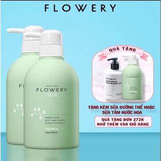 Combo dầu gội, dầu xả nước hoa muối biển flowery 500ml,