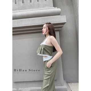 Set quần suông áo croptop