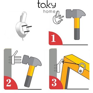 Set 10 Móc Treo Tranh, Ảnh, Đồng Hồ, Móc Đinh 3 Chân, Treo Tranh Không Cần Khoan Đục Tường, Giá Rẻ. TakyHome 2220Set10