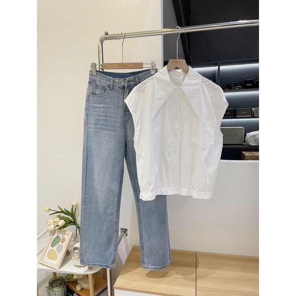 Áo sơ mi sát nách cổ cách điệu freesize SM11