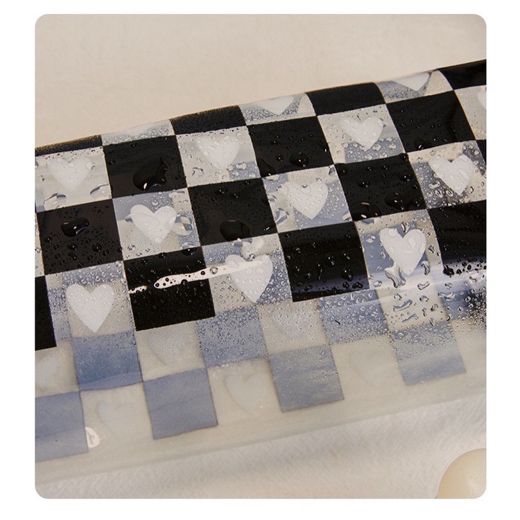 Túi Đựng Bút Chất Liệu PVC Trong Suốt Hoạ Tiết Caro Nhiều Hình Dễ Thương, Sức Chứa Lớn